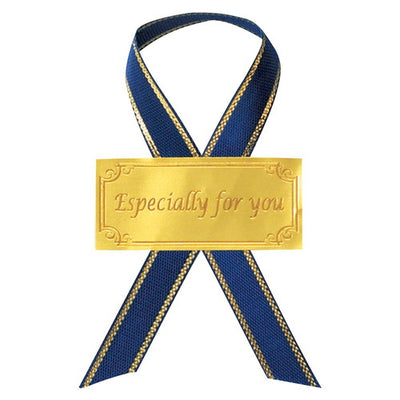 店舗用品ラッピング用品リボン付きシール強粘着タイプフォーユー紺の商品画像