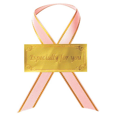 店舗用品ラッピング用品リボン付きシール強粘着タイプフォーユーピンクの商品画像