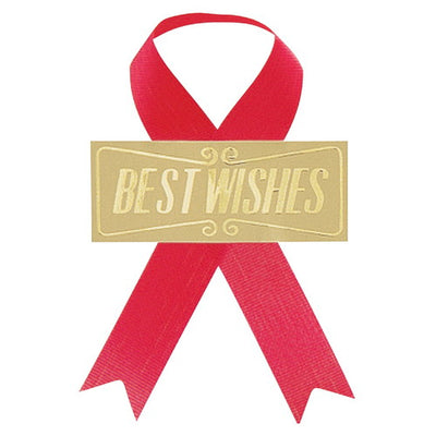 店舗用品ラッピング用品リボン付きシール強粘着タイプベストウィッシュレッドの商品画像