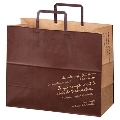 店舗用品ラッピング用品柄入り手提げ紙袋平ひもブラウン35×16×29cmの商品画像