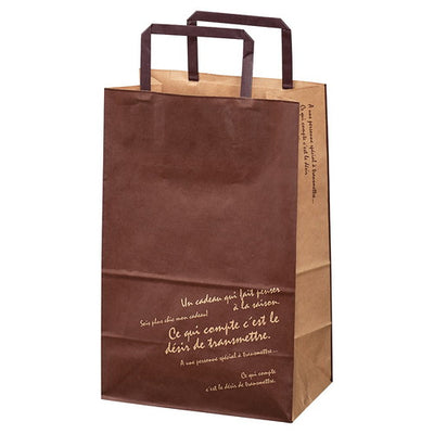 店舗用品ラッピング用品柄入り手提げ紙袋平ひもブラウン20×13×31cmの商品画像