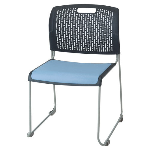 店舗用品店舗運営用品スタッキングチェア座パッド付きライトブルーの商品画像