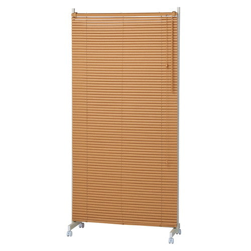 (店舗運営用品) (事務機器) (パーティション) kp38-801-60-3 キャスター付きブラインドパーティション W90cm ブラウン