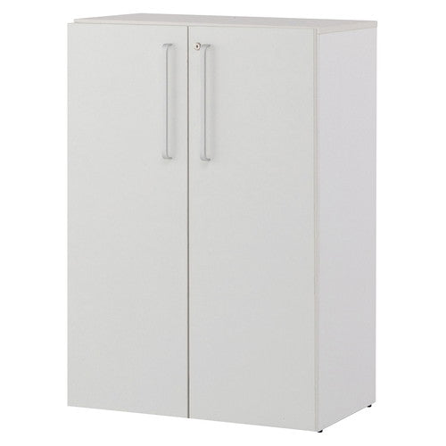 店舗用品店舗運営用品木製シェルフ扉付きロータイプ扉付き扉ホワイトの商品画像