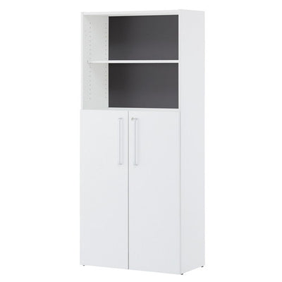 店舗用品店舗運営用品木製シェルフ扉付きハイタイプロー扉付き扉ホワイトの商品画像