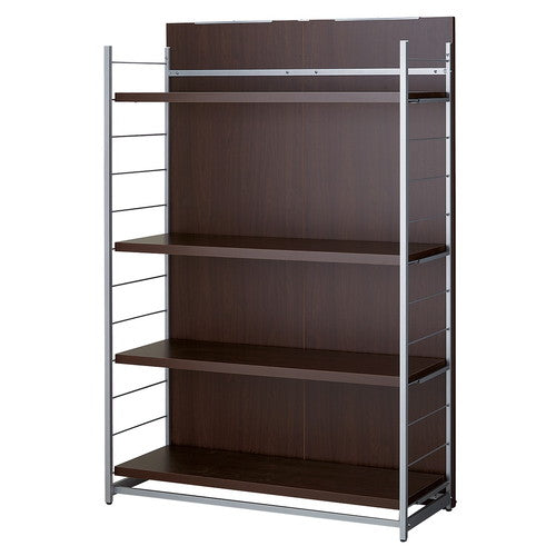 店舗用品店舗運営用品間仕切りラックミラー付きブラウンW120cm棚4段タイプの商品画像