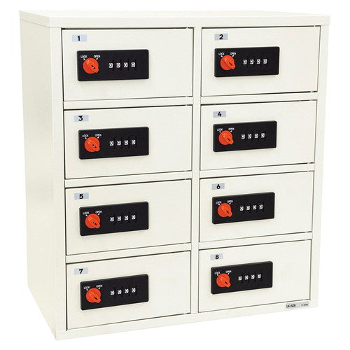 (店舗運営用品) (事務機器) (ロッカー) kp38-802-21-3 貴重品ロッカー(ダイヤル錠) ホワイト 2列4段