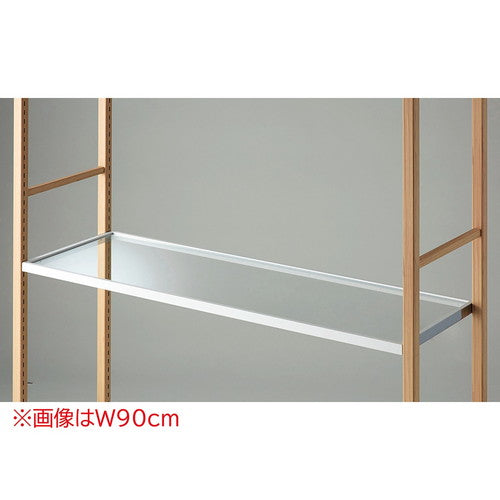 店舗用品シリーズ什器ガラス棚セットW120cmホワイトスチール枠の商品画像