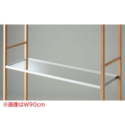 店舗用品シリーズ什器ガラス棚セットW120cmホワイトスチール枠の商品画像