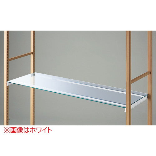 店舗用品シリーズ什器ガラス棚セットW120cmブラック枠無し8mm厚の商品画像