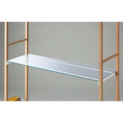 店舗用品シリーズ什器ガラス棚セットW90cmホワイト枠無し5mm厚の商品画像