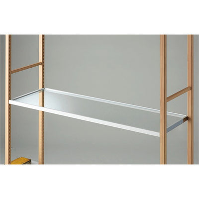 店舗用品シリーズ什器ガラス棚セットW90cmホワイトスチール枠の商品画像