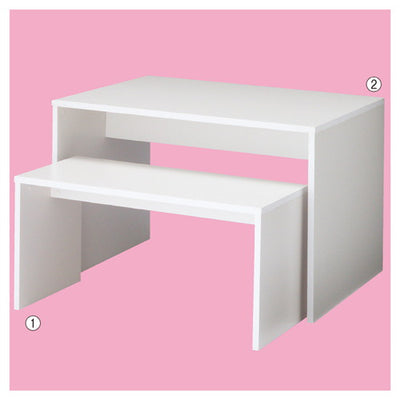 店舗用品店舗什器木製コの字型ネストテーブルホワイトW120×D80×H80cmの商品画像