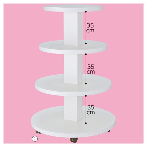 店舗用品店舗什器多段式ラウンドディスプレイ4段ラスティック柄の商品画像