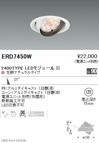 遠藤照明什器/生鮮食品用照明RsシリーズダウンライトΦ1252400TYPE