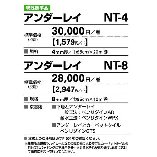 サンゲツ カーペットタイルDT アンダーレイ(4mm厚) NT-4【1巻単位】