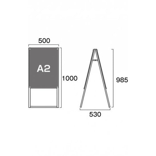 ポスター用スタンド看板マグネジ A2両面ブラック PSSKMN-A2RB
