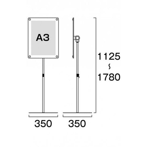 インフォメーションアクリルスタンド150 A3縦ブラック INFA150-A3TB
