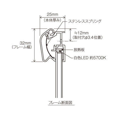 LEDライトパネル LEDポスターパネル PGライトLEDスリム32R A3 ケヤキ 壁付 61302A3K
