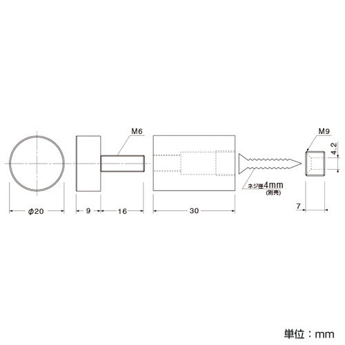 スカルプ サインナット φ20 本金メッキ L30 SCPAA206