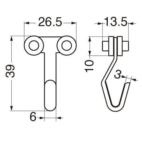 可動フックA B1002 塗装/ホワイト 43157WHT