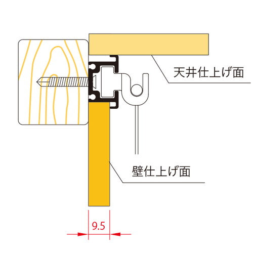 C型レール タイプ3 アイボリーホワイト L3000 58502-9W