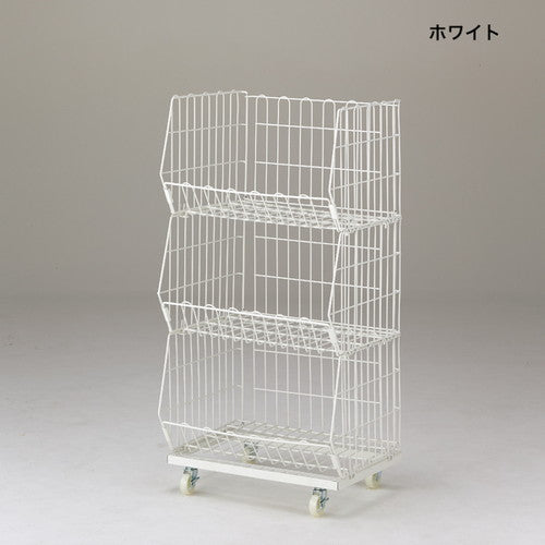 ジャンブルバスケットワイド3段白56481WHT