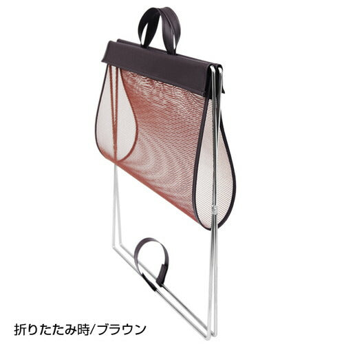 サイドワゴン/手荷物収納かご セルフワゴン持手付メッシュ×レザー調 白 60357-03