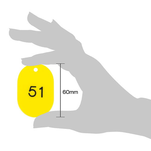 クロークチケット/番号札 スチロールクロークチケットA型(51~100) イエロー 11010YLW