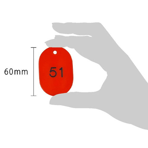 クロークチケット/番号札 スチロール番号札大 (51~100) 赤 赤 11812RED