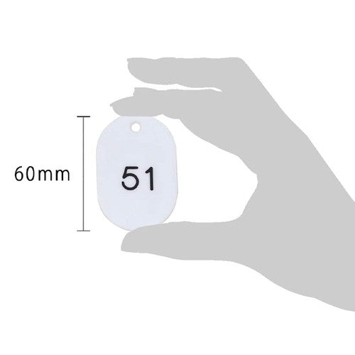 クロークチケット/番号札 スチロール番号札大 (51~100) 白 白 11812WHT