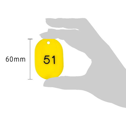 クロークチケット/番号札 スチロール番号札大 (51~100) 黄 黄 11812YLW