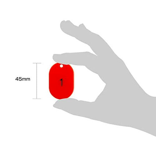 クロークチケット/番号札 スチロール番号札小 (1~100) 赤 11813RED