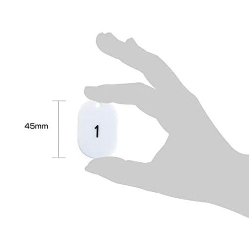 クロークチケット/番号札 スチロール番号札小 (1~100) 白 11813WHT