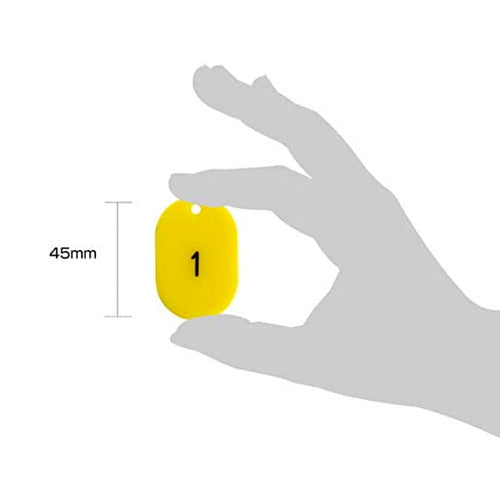 クロークチケット/番号札 スチロール番号札小 (1~100) 黄 11813YLW