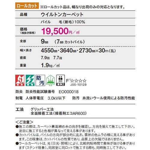 東リ ロールカーペット エトウィール1000 4550mm幅 1m単位での購入可