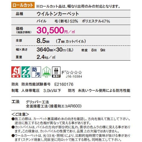 東リ ロールカーペット エトウィール7300 1m単位での購入可