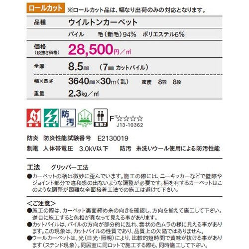 東リ ロールカーペット エトウィール8800 1m単位での購入可