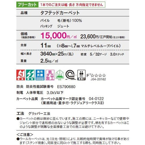 東リ ロールカーペット アングレーヌ フリーカット