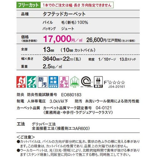 東リ ロールカーペット ヴェルファー フリーカット