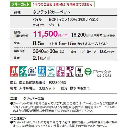 東リ ロールカーペット トリアック2 フリーカット