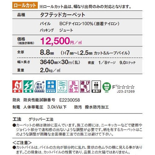 東リ ロールカーペット ブラッシュタッチ 1m単位での購入可