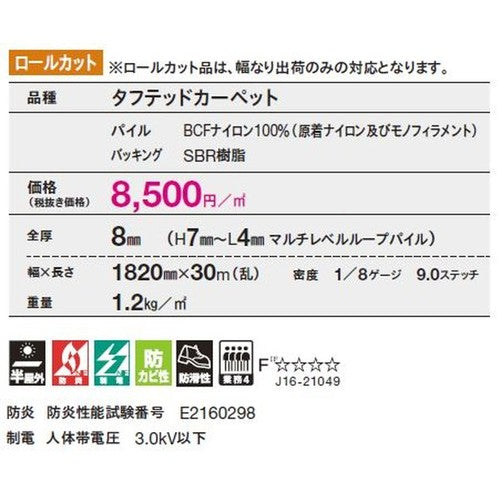 東リ ロールカーペット ハノーク カーペット(半屋外対応) 1m単位での購入可