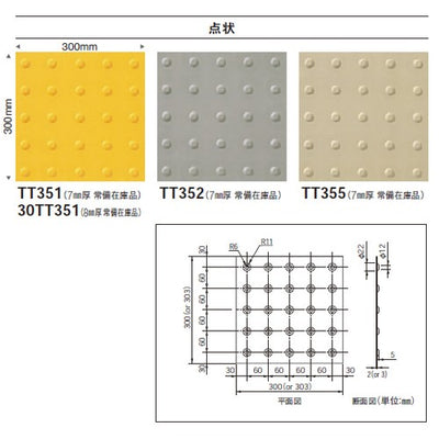 東リ点字タイルSGタイル7mm厚ケース売り10枚入の商品画像