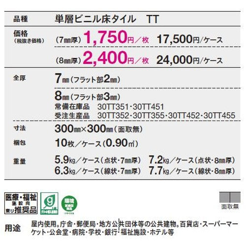 東リ 点字タイル SGタイル 7mm厚 ケース売り(10枚入)