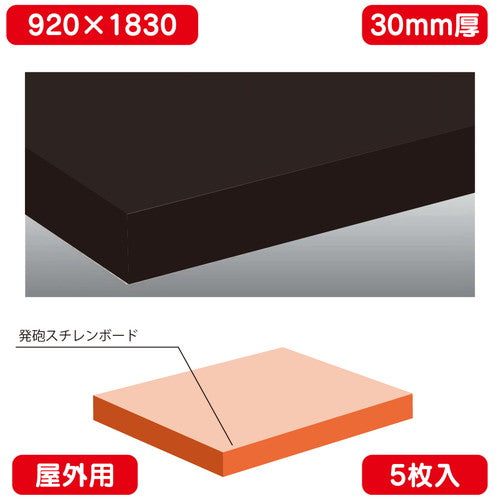 屋外用カットボード 黒 糊無し 5枚入 カルプボード 920×1830×30の商品画像