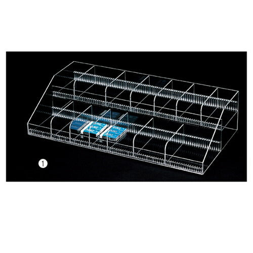店舗用品演出用品透明アクリル小物ボックス2段W59.8cmD25cmの商品画像