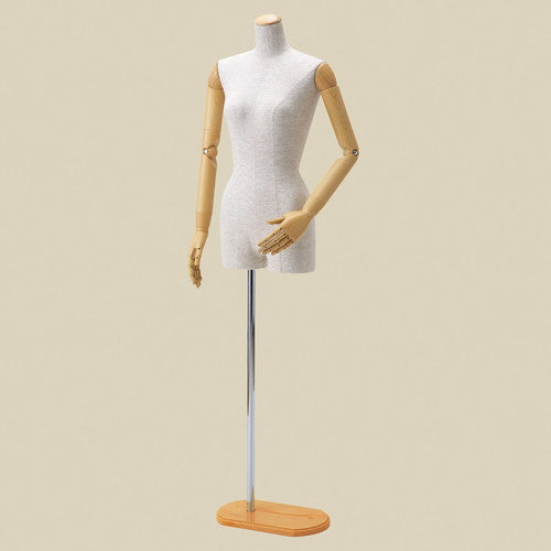 店舗用品ディスプレイ用品婦人腕付き芯地張トルソー9号木調の商品画像