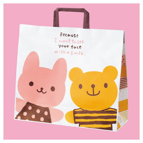 店舗用品ラッピング用品手提げ紙袋うさクマ35×12×31cmの商品画像