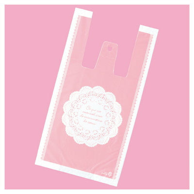 店舗用品ラッピング用品レジ袋レースピンク24×45[31]×横マチ14cmの商品画像